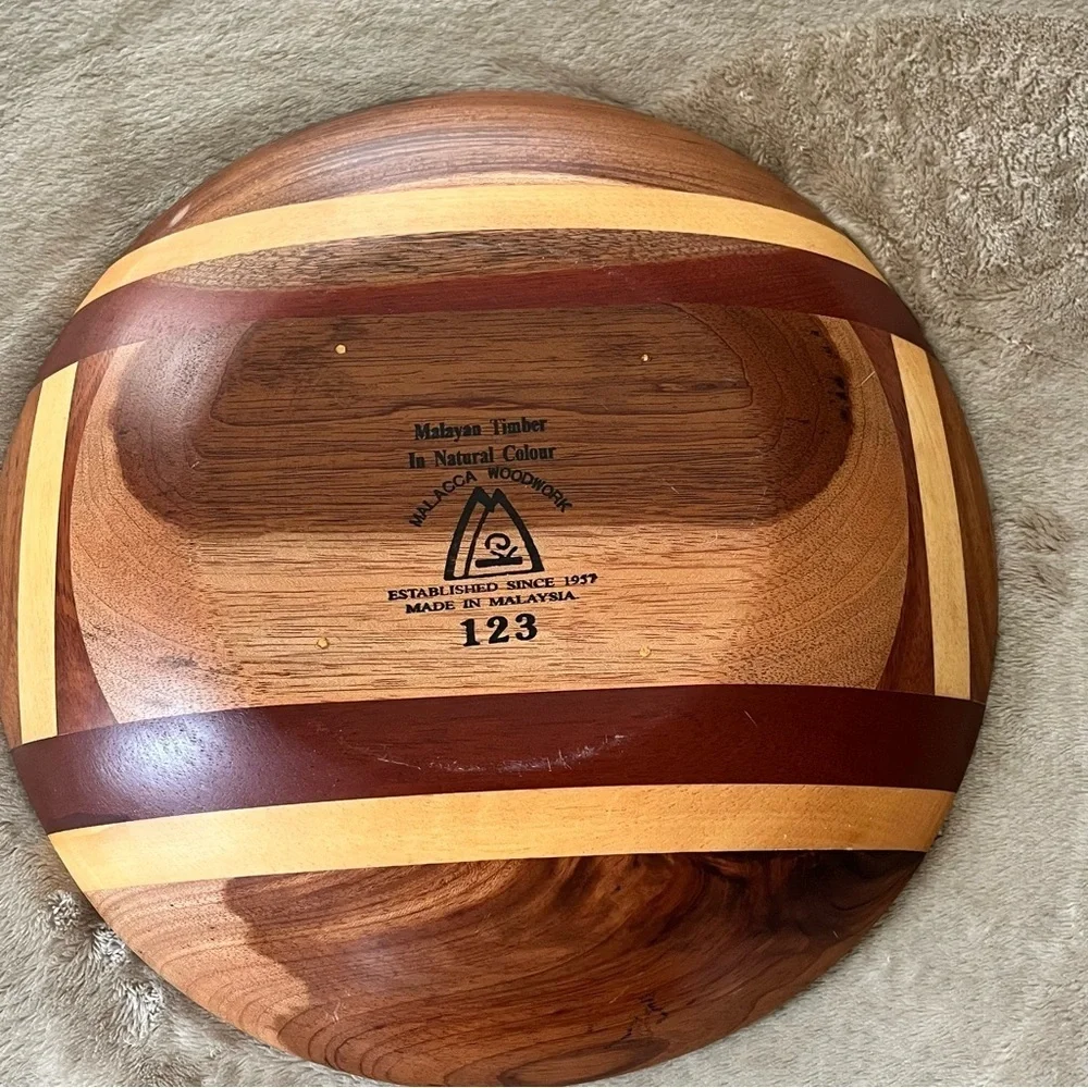 Vintage Malacca Timber Woodwork Inlaid Bowl 123 Malaysia 12